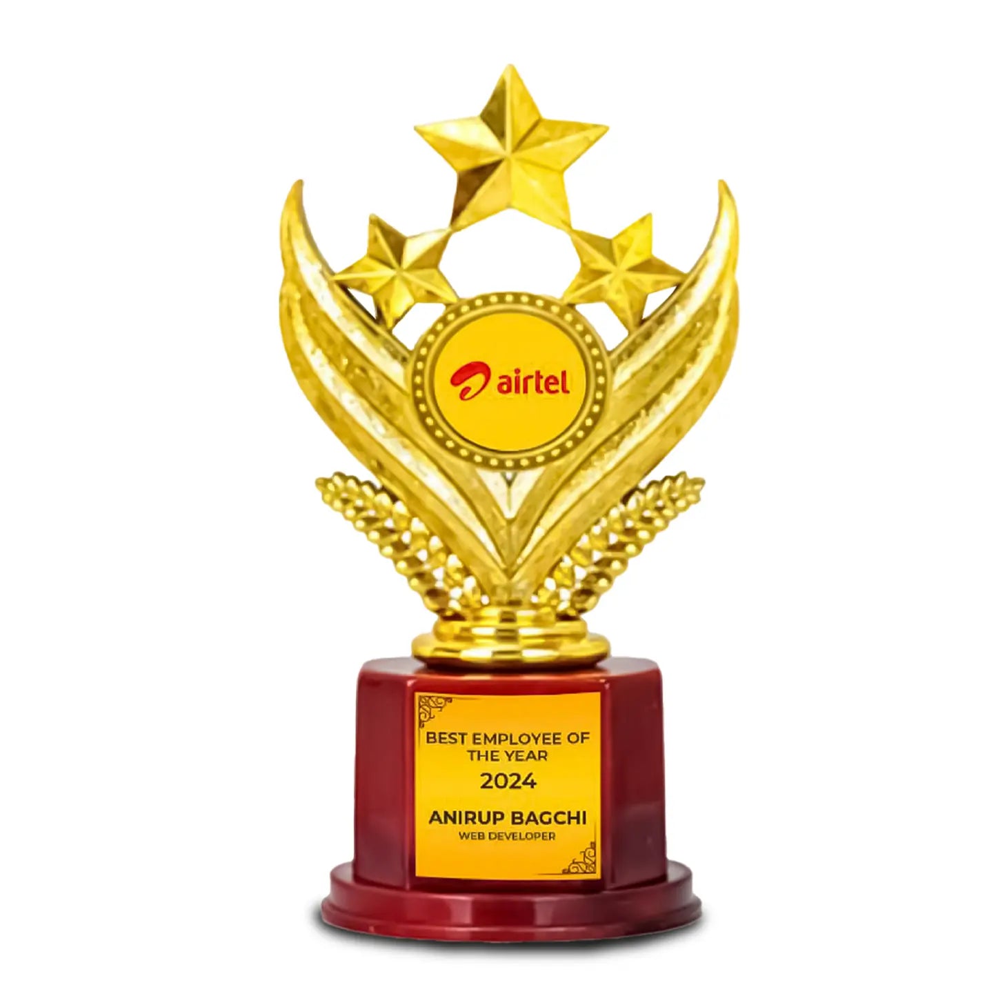 Premium Golden 3-Star Winner's Trophy